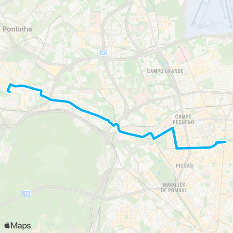 Carris Benfica - Alameda D. A. Henriques map