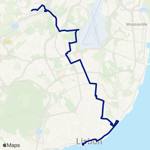 Carris Cais Sodré - Odivelas map