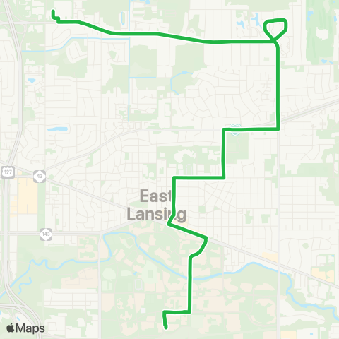 CATA East Lansing - E. Lake Lansing Road map