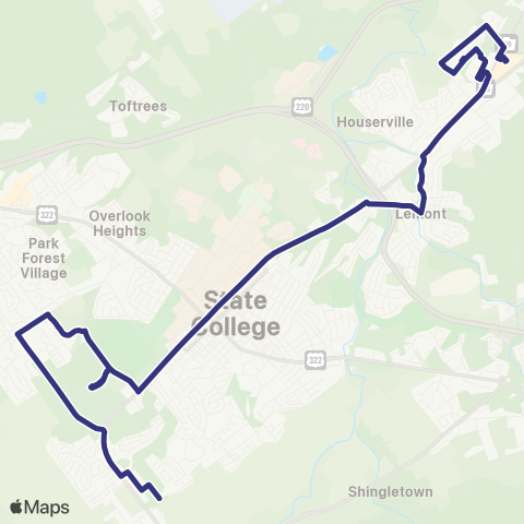 CATA College Avenue Connector map