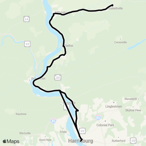 rabbittransit - Capital Region Elizabethville/Millersburg/Halifax map