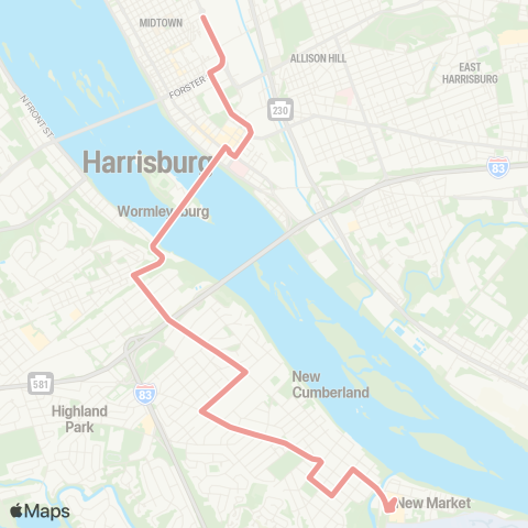 rabbittransit - Capital Region New Cumberland map