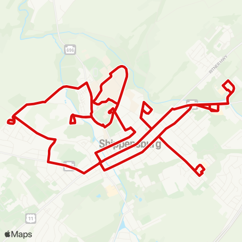 rabbittransit - Capital Region Red Line - Shippensburg map