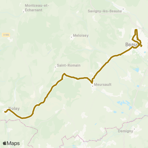 Côte&Bus - Réseau interurbain Beaune - Nolay / Chagny map