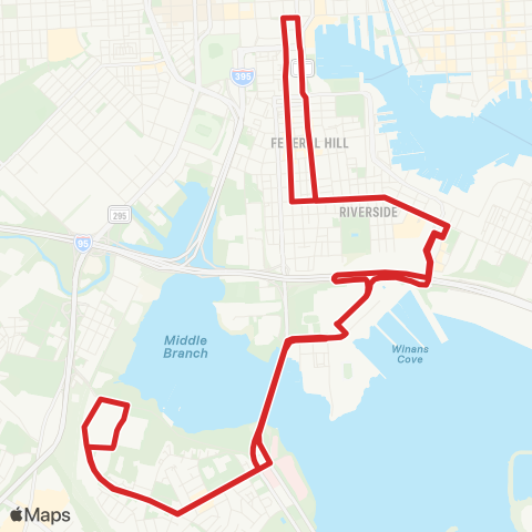 Charm City Circulator Cherry Route map