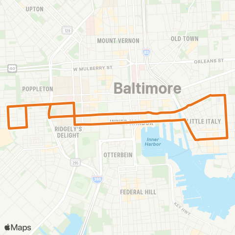 Charm City Circulator Orange Route map