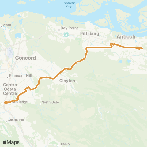 County Connection Walnut Creek BART / Antioch BART map