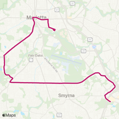 CobbLinc Ctc - Mtc via Windy Hill map