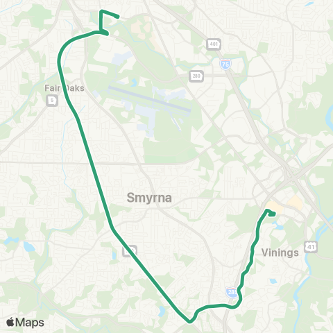 CobbLinc Ctc - Mtc via S. Cobb Drive map