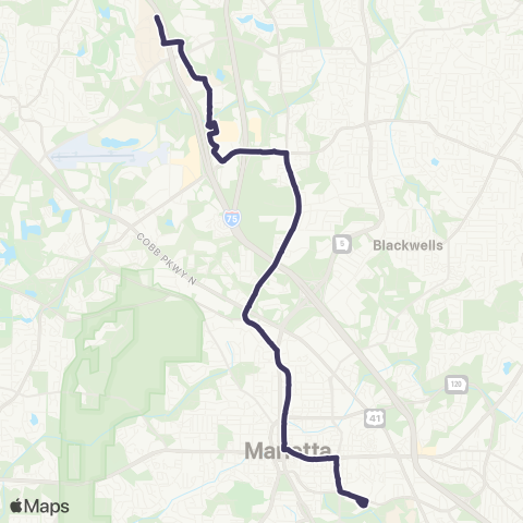 CobbLinc KSU-Kennesaw - Mtc via Marietta map