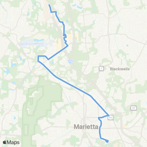 CobbLinc KSU-Kennesaw - Mtc via US 41 map