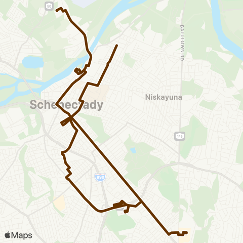 CDTA Schenectady Shopping Bus map