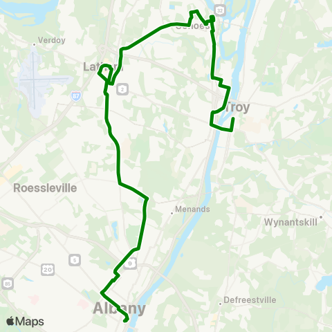 CDTA Troy - Albany via Cohoes and Latham map