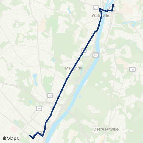 CDTA Albany - Troy via Watervliet map