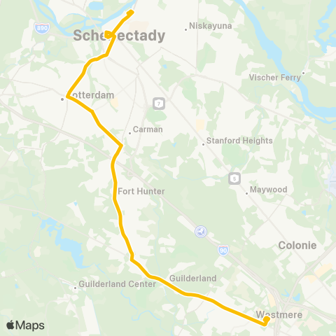 CDTA Schenectady / Guilderland via Route 20 map