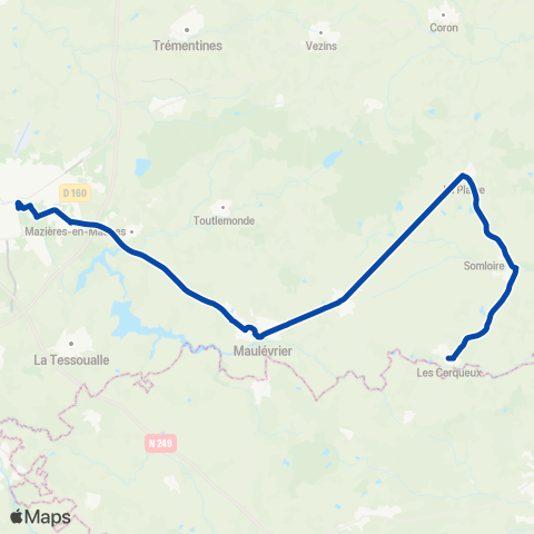 Choletbus La Plaine - Somloire - Les Cerqueux - Yzernay - Maulévrier - Cholet map