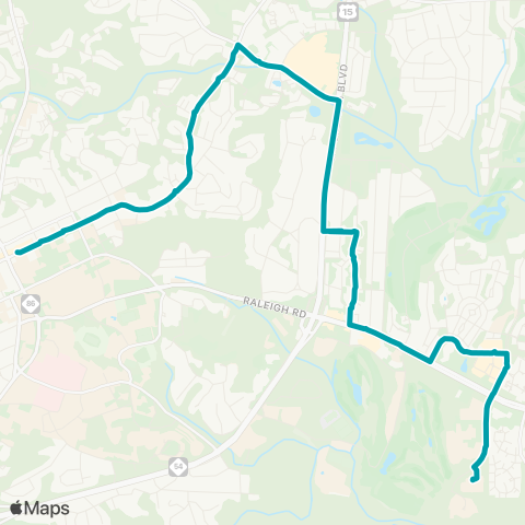 Chapel Hill Transit G - Safe Ride G - Franklin St / Glen Lennox / Meadowmont map