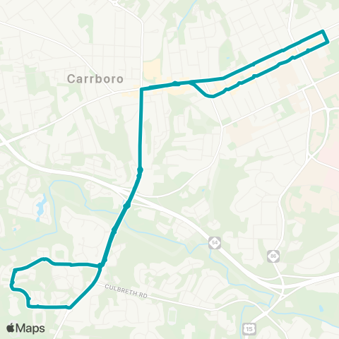 Chapel Hill Transit J - Safe Ride J - Franklin St / Carrboro / Rock Creek map