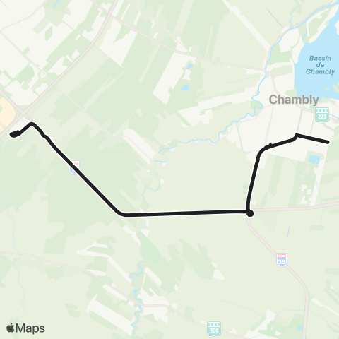 exo Chambly-Richelieu-Carignan Chambly (Franquet - Fréchette) - Terminus Brossard map