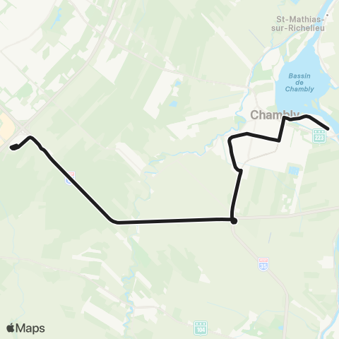 exo Chambly-Richelieu-Carignan Chambly (Lebel - Fréchette) - Terminus Brossard map