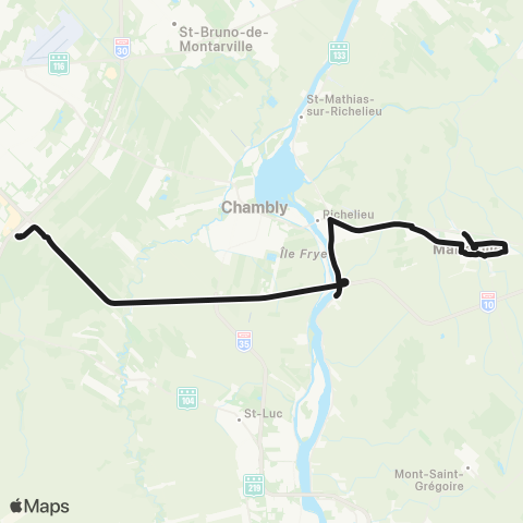 exo Chambly-Richelieu-Carignan Marieville - Terminus Brossard map