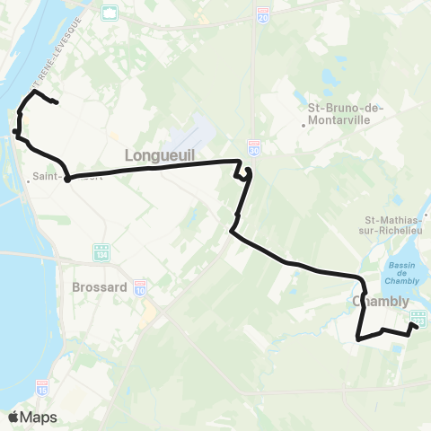 exo Chambly-Richelieu-Carignan Chambly - Terminus Longueuil - Cégep e.-Montpetit map