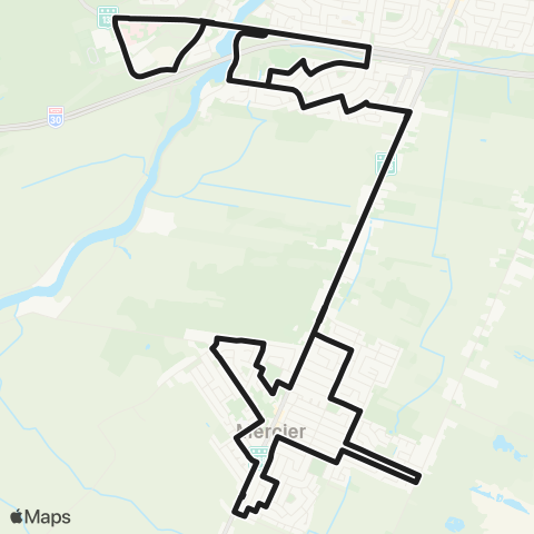 exo Haut-Saint-Laurent Mercier - Châteauguay - Mercier map