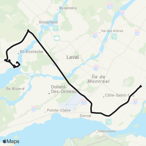 exo Laurentides Service Express Ctre-Ville / Deux-Montagnes map