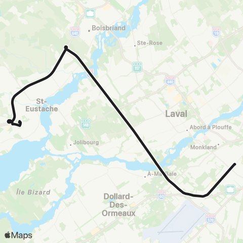 exo Laurentides Service Express Côte-Vertu / Deux-Montagnes map