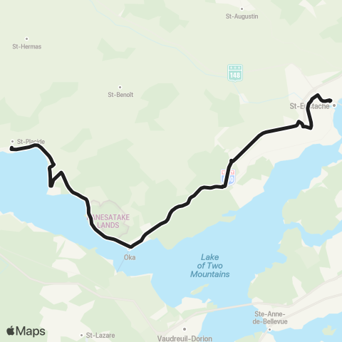 exo Laurentides Express d'Oka map