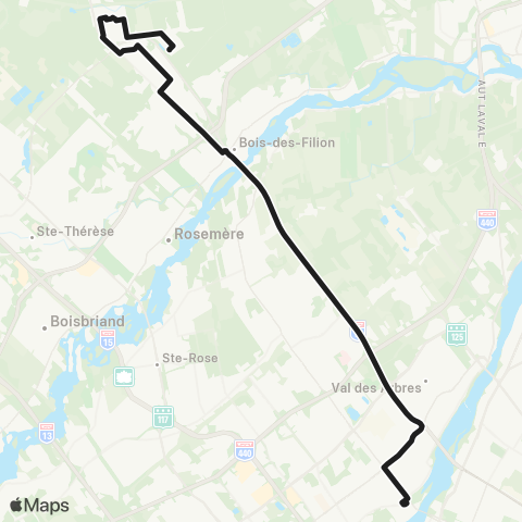 exo Laurentides Terrebonne - Laval (Métro Cartier) map