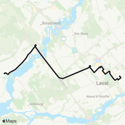 exo Laurentides St-Eustache - Laval (Métro Montmorency) map