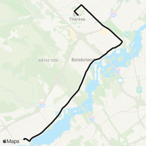 exo Laurentides Saint-Eustache - Sainte-Thérèse map