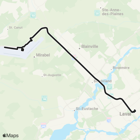 exo Laurentides YMX Express map