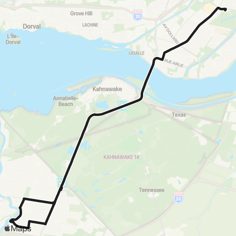 exo Sud-Ouest Châteauguay - Montréal map