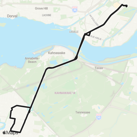 exo Sud-Ouest Châteauguay - Montréal map