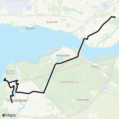 exo Sud-Ouest Châteauguay - Montréal map