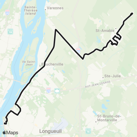 exo Sorel-Varennes Saint-Amable - Longueuil map