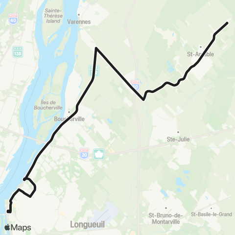 exo Sorel-Varennes Saint-Amable - Longueuil map