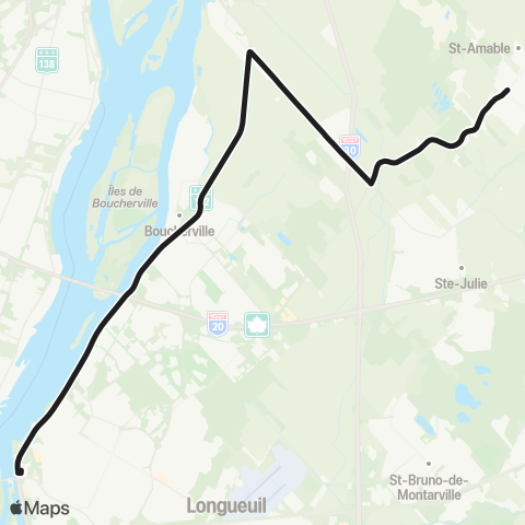 exo Sorel-Varennes Saint-Amable - Longueuil (Express) map