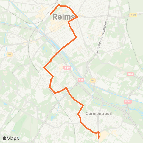 Grand Reims Mobilités C.Cial CORMONTREUIL / LES PARQUES  GARE Ctre map