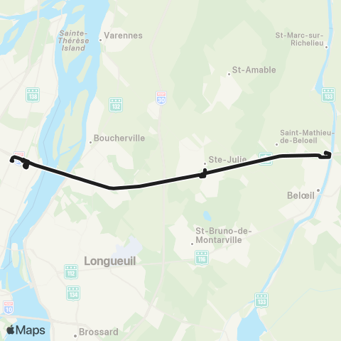 exo Vallée-du-Richelieu Express Beloeil / Radisson map