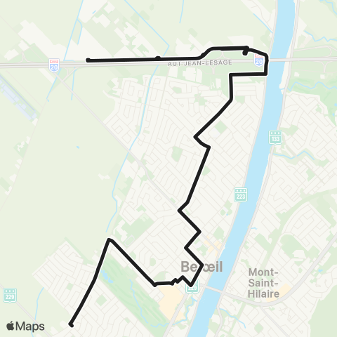 exo Vallée-du-Richelieu Taxibus Beloeil - Industriel (s/ Réservation) map