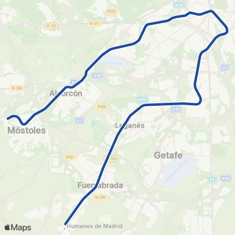 Cercanías Humanes ↔ Atocha ↔ Móstoles map