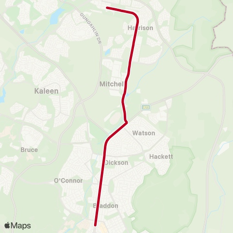 Canberra Metro Alinga Street - Gungahlin Place map