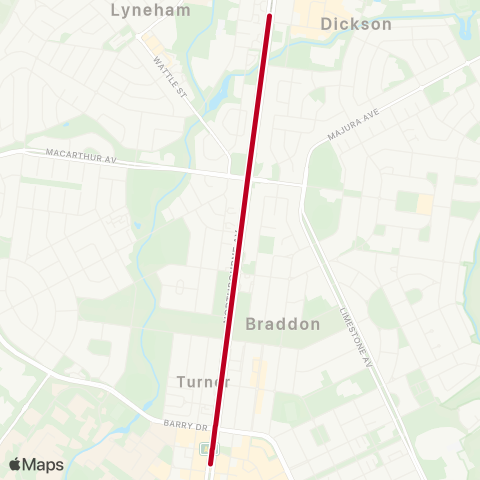 Canberra Metro Alinga Street - Dickson Avenue map