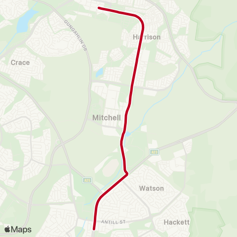 Canberra Metro Dickson Avenue - Gungahlin Place map