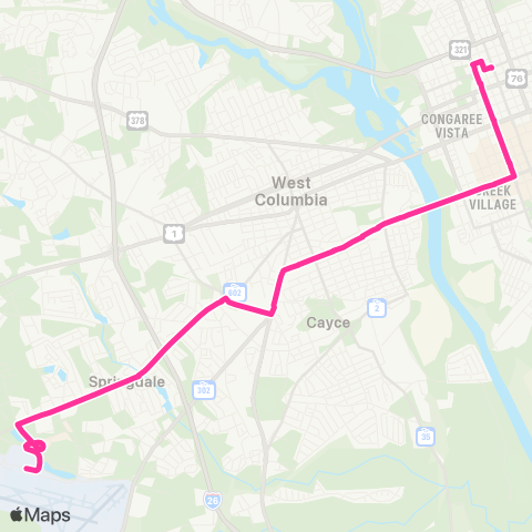 The Comet Springdale / Cayce map