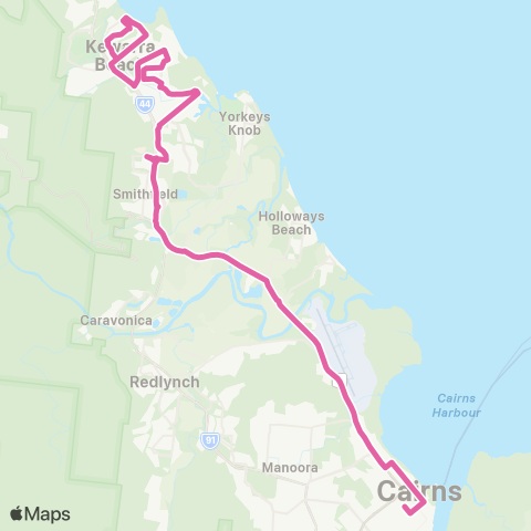 Sunbus Cairns City - Kewarra Beach map