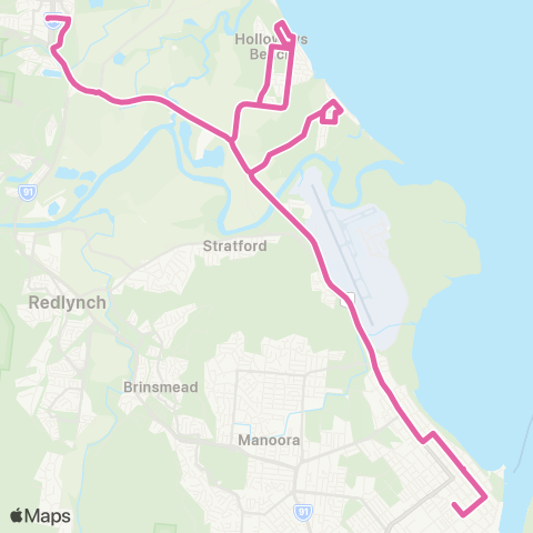 Sunbus Cairns City - Machans Beach - Smithfield map